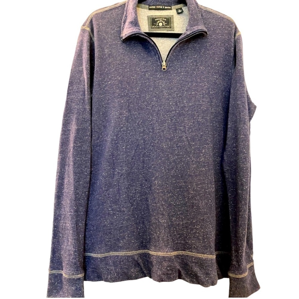 Vintage Mens 1946 pullover, size  L, cotton blend, blue denim color, 1/4 zip .
